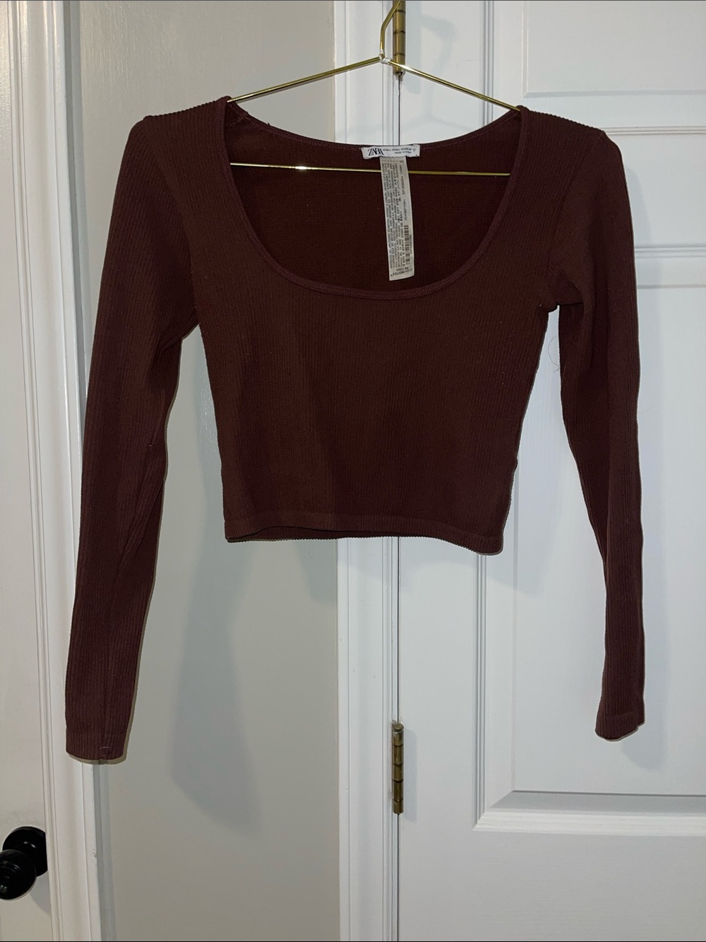 Zara ribbed long sleeve fitted crop top